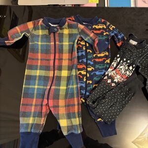 Hanna Andersson Baby Boy Sleepers Bundle 3-6 Months Zip Plaid‎ Nordic Cars